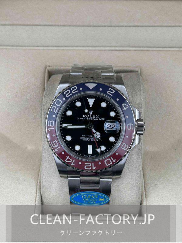 クリーンファクトリー ロレックス GMTマスターⅡ 126710blroオイスター 40mmブラック 「ペプシ」赤/青セラミックベゼル 904Lステンレス クローンCal.3285ムーブメント