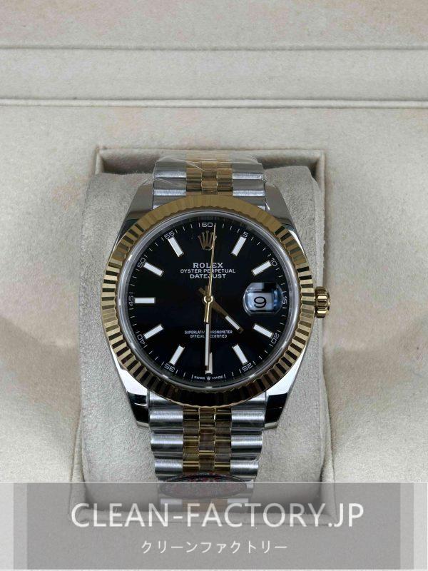 クリーンファクトリー ロレックス デイトジャスト41mm  126333ジュビリーコンビゴールドブラックダイアル フルーテッドベゼル 18Kイエロー ゴールドコーティング904Lステンレス クローンCal.3235ムーブメント