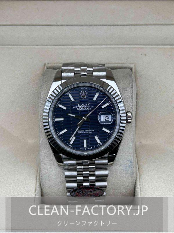 クリーンファクトリー ロレックス デイトジャスト41mm ジュビリーブルーフルーテッドモチーフダイアル  プラチナフルーテッドベゼル 904Lステンレス クローンCal.3235ムーブメント