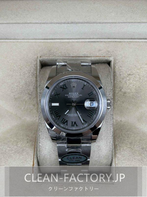 クリーンファクトリー ロレックス デイトジャスト41mm オイスター 126300 スレートグレー ウィンブルドンダイアル スムースベゼル 904Lステンレス クローンCal.3235ムーブメント