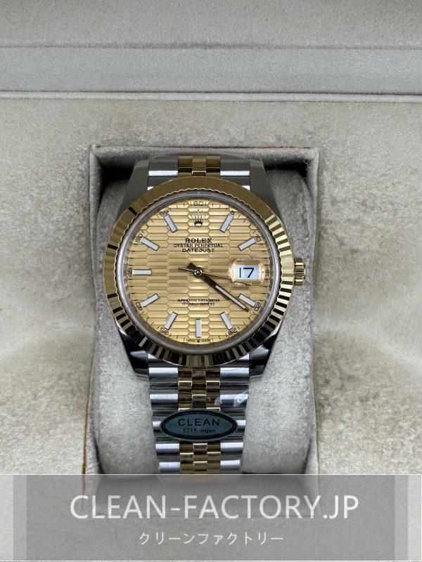クリーンファクトリー ロレックス デイトジャスト41mm 126333ジュビリー シャンパンカラーダイアルツートン18Kイエロー ゴールドコーティング904Lステンレス フルーテッドベゼルクローンCal.3235ムーブメント