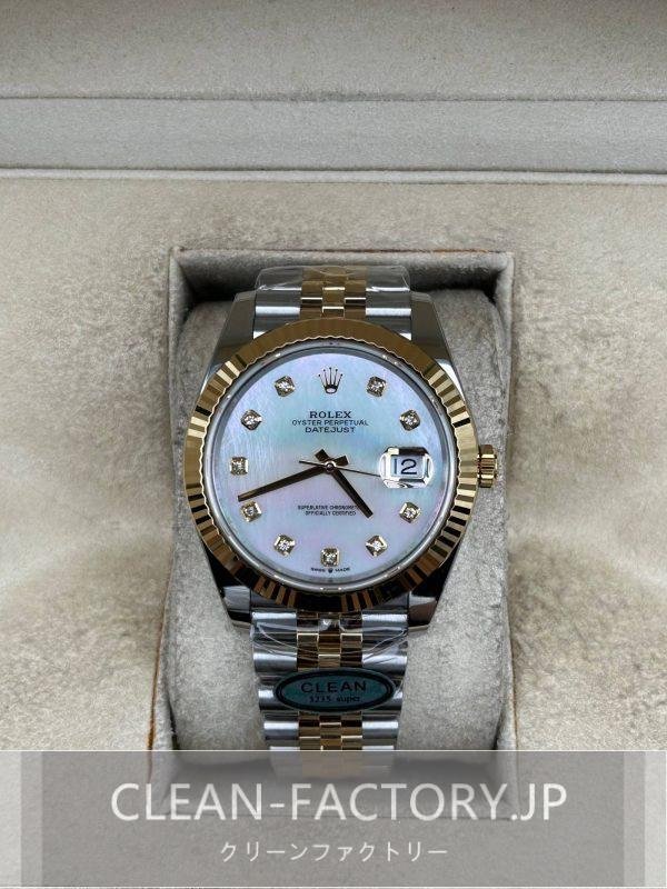 クリーンファクトリー ロレックス デイトジャスト41mm ジュビリー マザーオブパールダイアル   ダイヤモンド入り ツートン18Kイエローゴールドコーティング 904Lステンレス フルーテッドベゼル クローンCal.3235ムーブメント