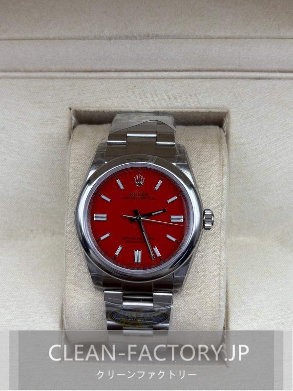 クリーンファクトリー ロレックス オイスターパーペチュアル 126000  36mm　レッドダイアル ドームベゼル　904Lステンレス　クローンCal.3230ムーブメント