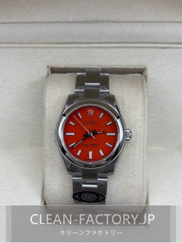 クリーンファクトリー ロレックス オイスターパーペチュアル 277200  31mm　レッドダイアル ドームベゼル　904Lステンレス　クローンCal.2232ムーブメント
