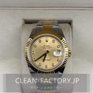 クリーンファクトリー ロレックス デイトジャスト41mm 126333オイスターダイヤモンド入りシャンパンカラーダイアルツートン18Kイエロー ゴールドコーティング904Lステンレス　フルーテッドベゼルクローンCal.3235ムーブメント