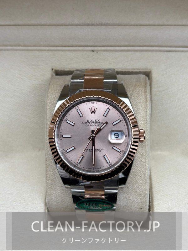 クリーンファクトリー ロレックス デイトジャスト41mm 126331オイスターコンビローズゴールド サンダストダイアル フルーテッドベゼル　18Kローズゴールドコーティング904Lステンレス　クローンCal.3235ムーブメント